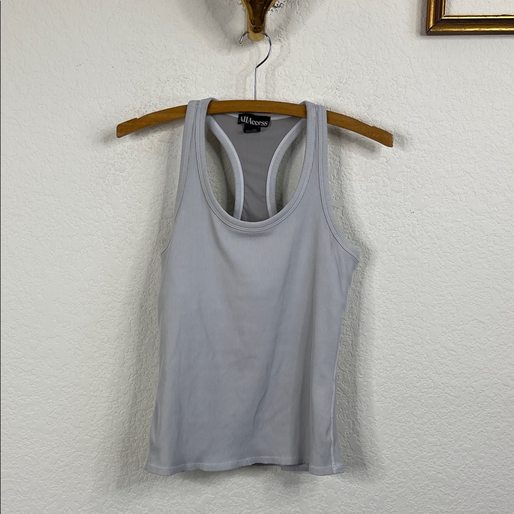 ALL ACCESS Session Ribbed Racerback Light Gray Tank Top REVOLVE BANDIER